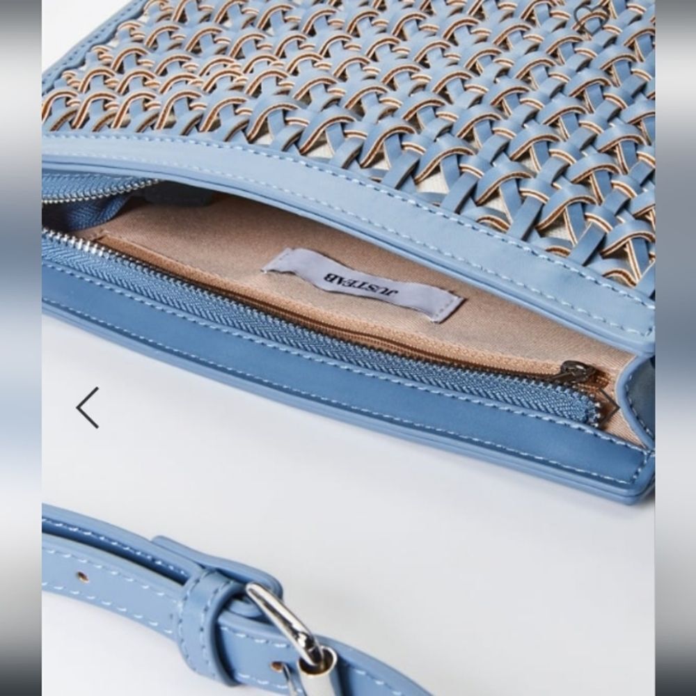 JustFab Woven Crossbody Bag in Light Blue - Picture 6 of 8